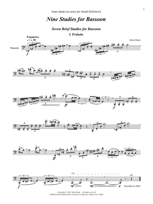 Nine Studies for Bassoon