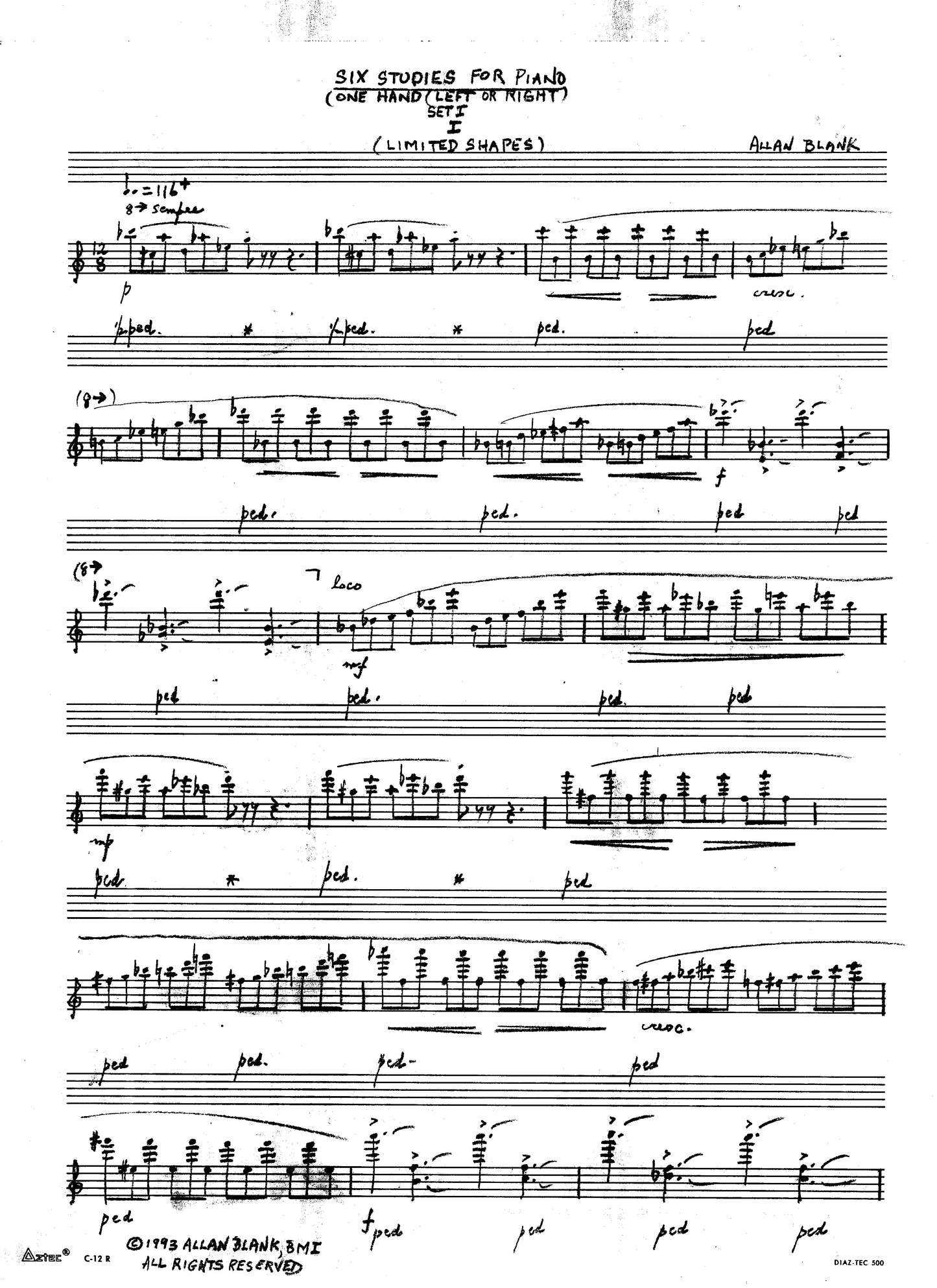 SIX STUDIES FOR PIANO-SET 1