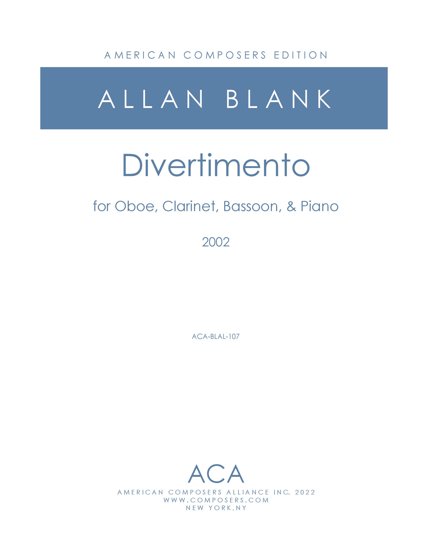 DIVERTIMENTO for Oboe-Clarinet-Bassoon-and-Piano