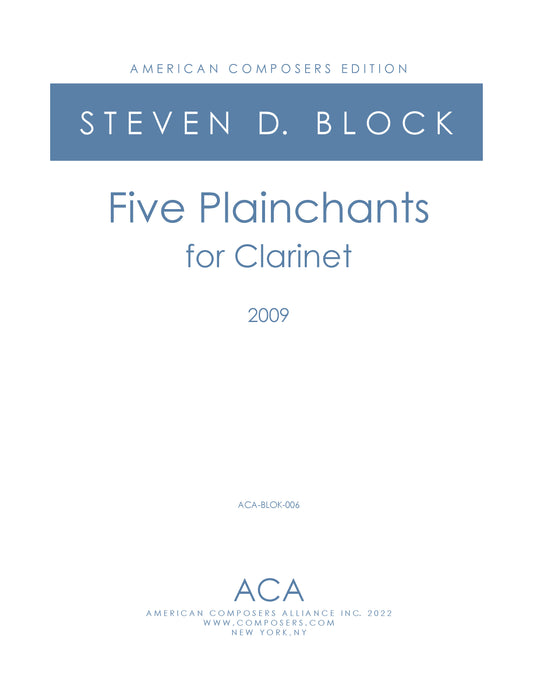 Five Plainchants for Clarinet