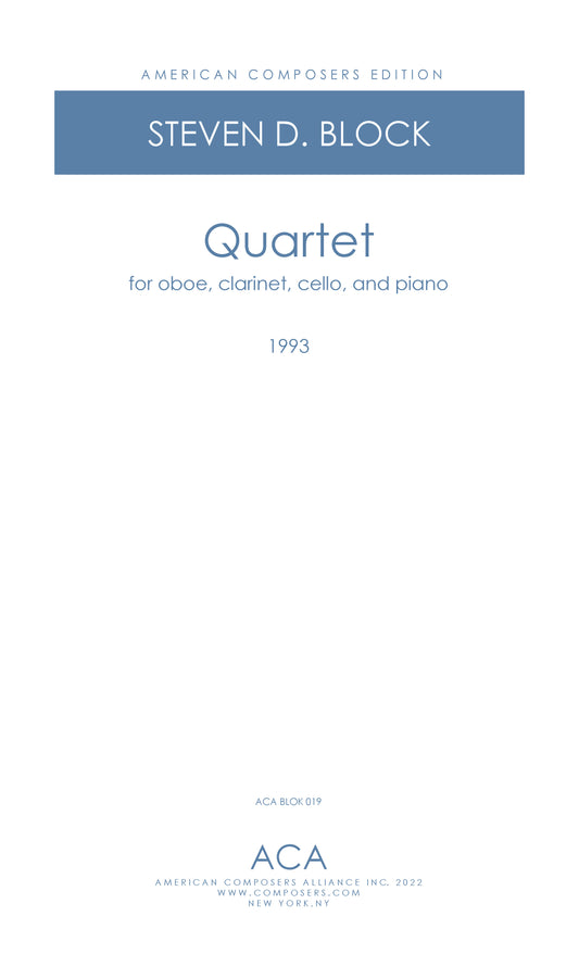 QUARTET FOR OBOE, CLARINET, CELLO, AND PIANO