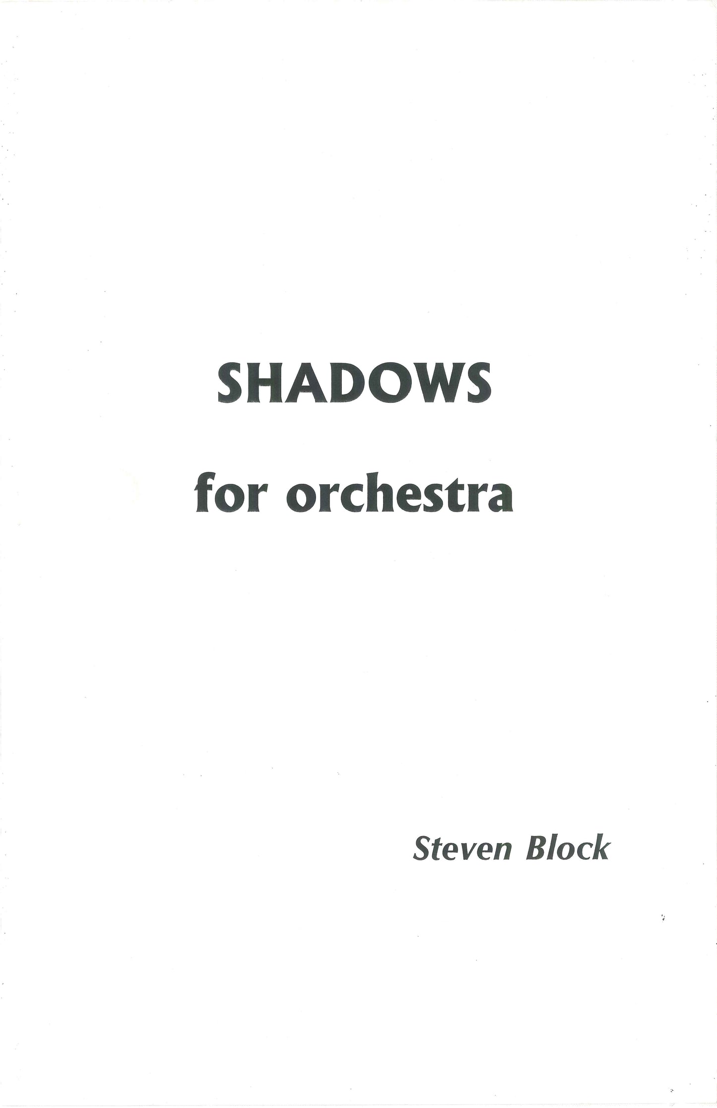 SHADOWS (for Orch)