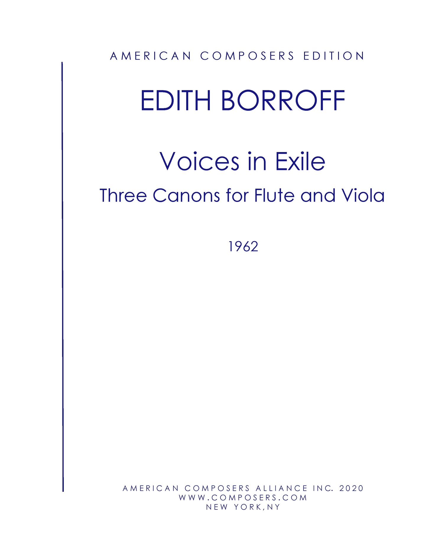 VOICES IN EXILE: THREE CANONS FOR FLUTE AND VIOLA