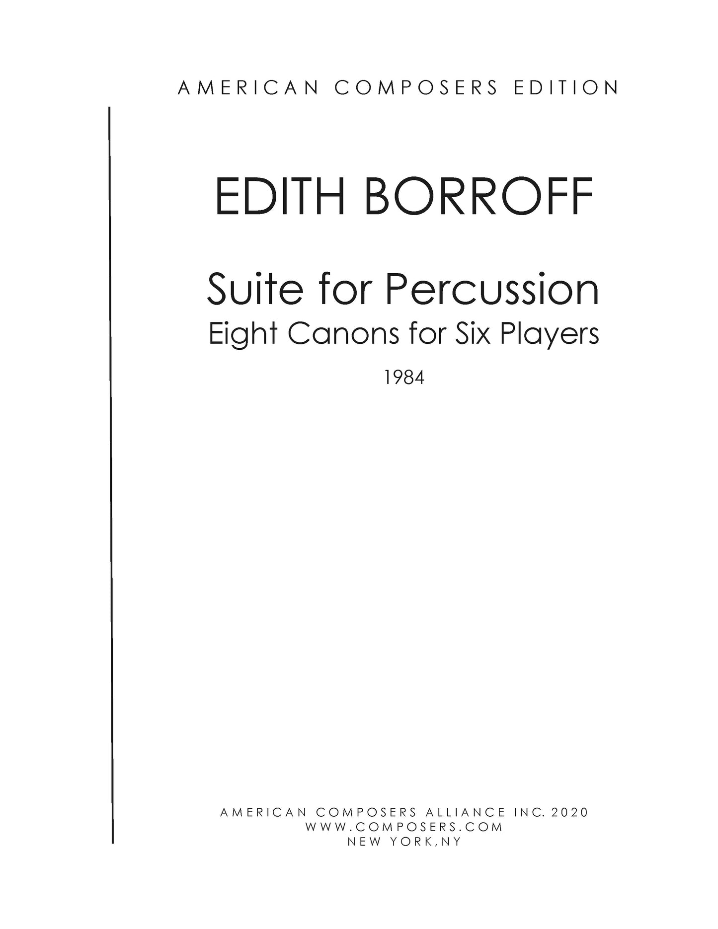 SUITE FOR PERCUSSION: EIGHT CANONS FOR SIX PLAYERS