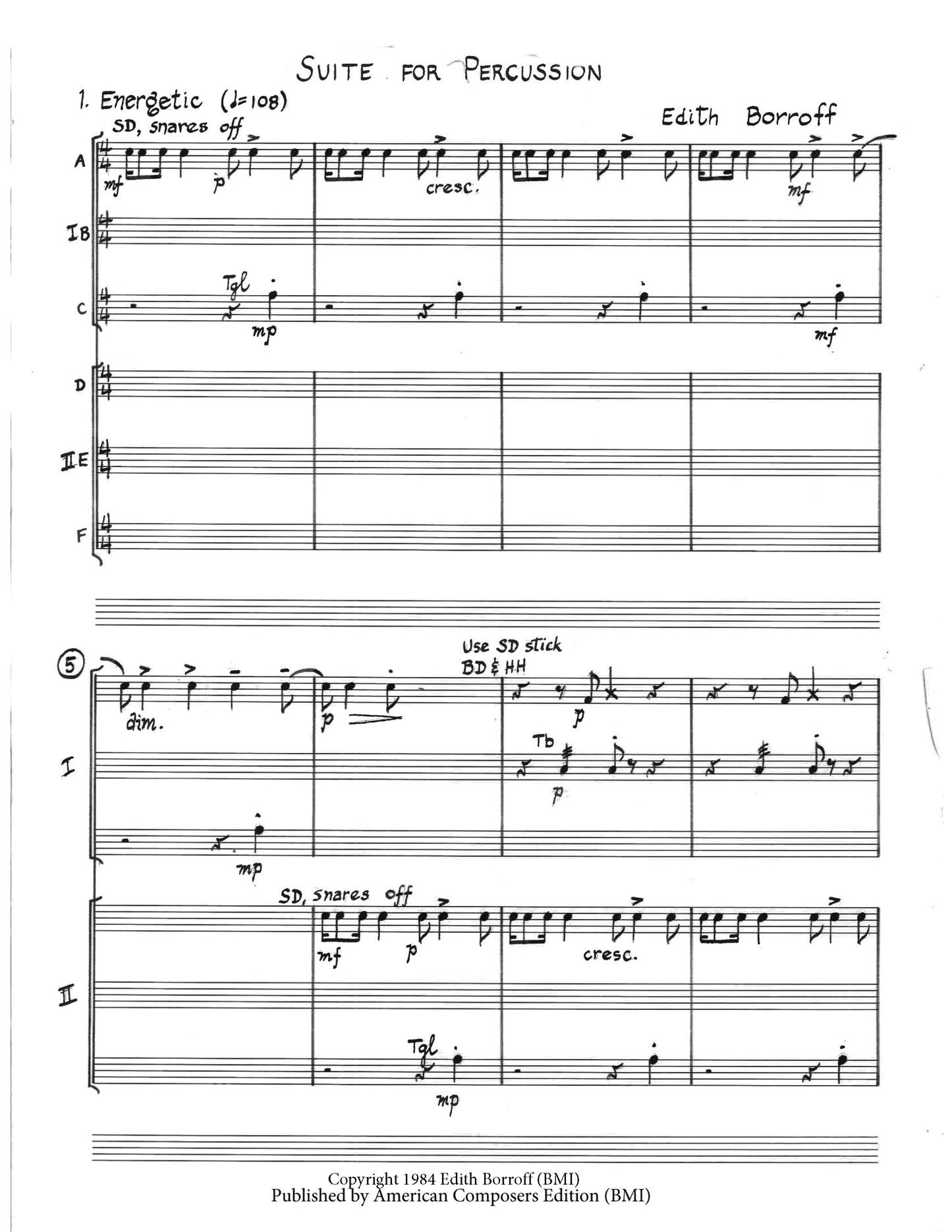 SUITE FOR PERCUSSION: EIGHT CANONS FOR SIX PLAYERS