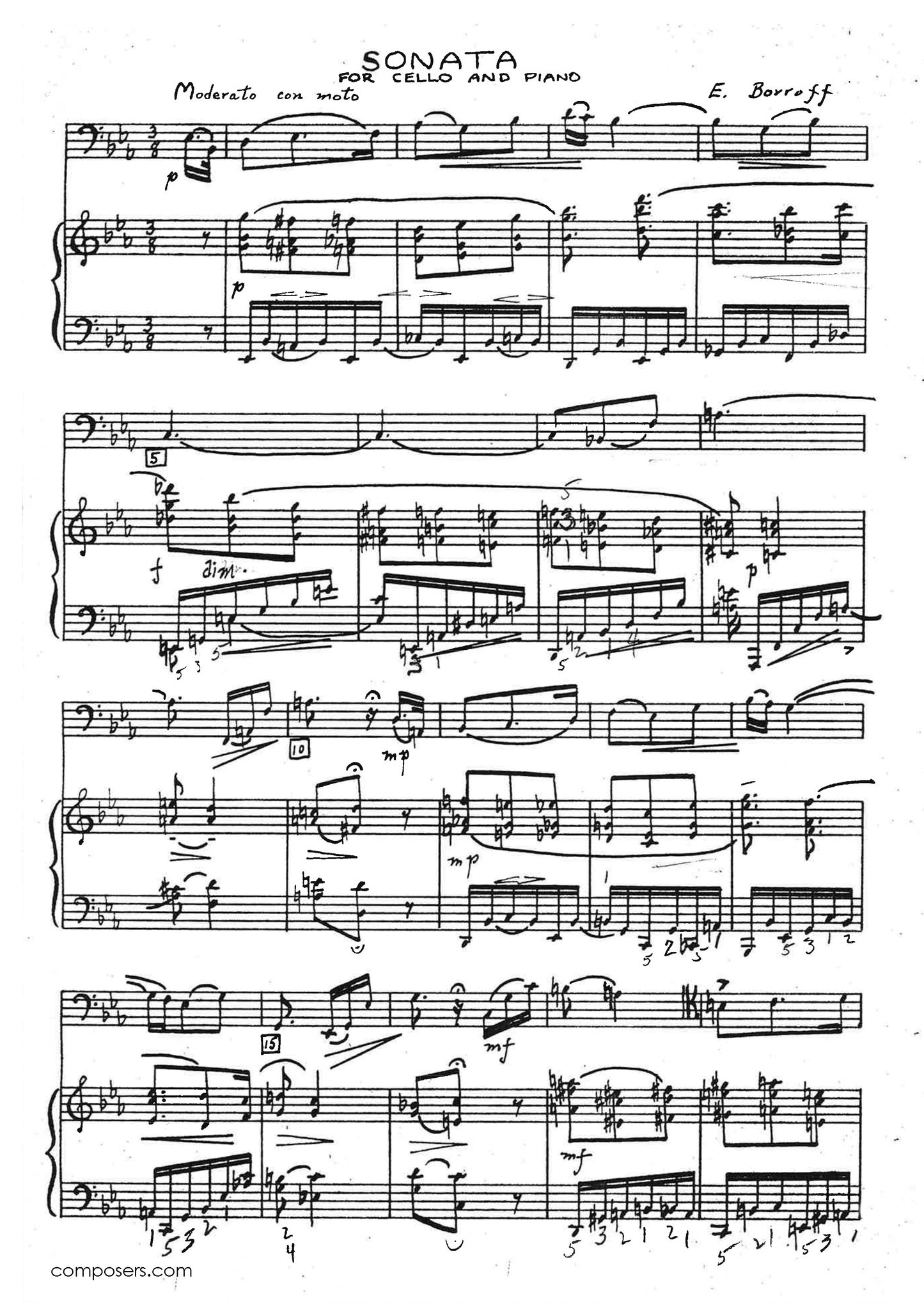 SONATA FOR CELLO AND PIANO