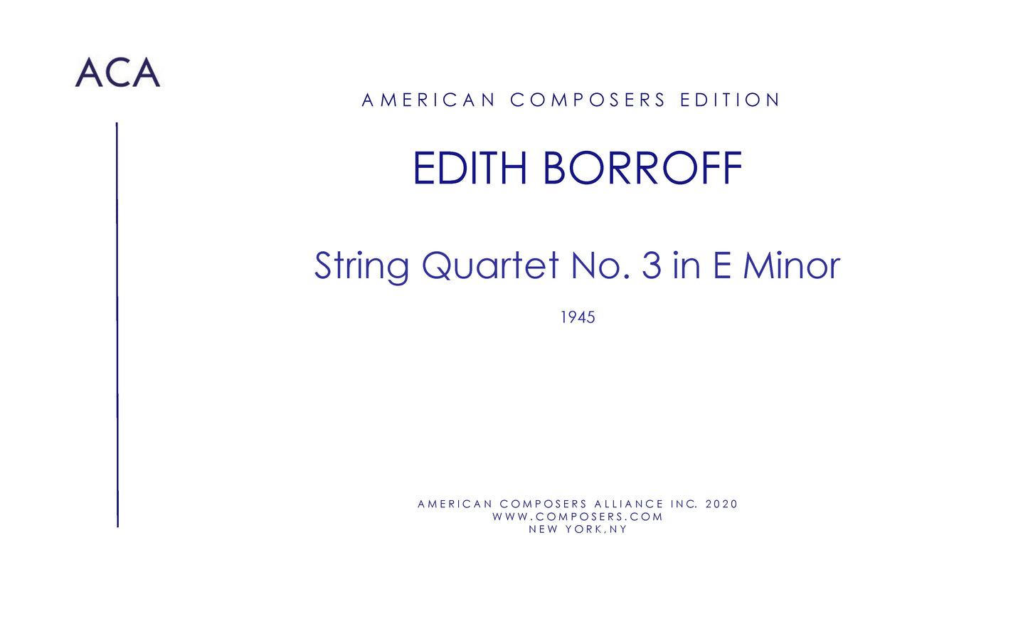 STRING QUARTET NO 3 in E Minor