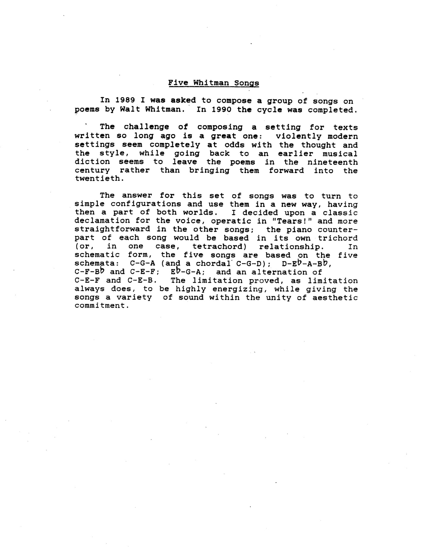 Five Whitman Songs