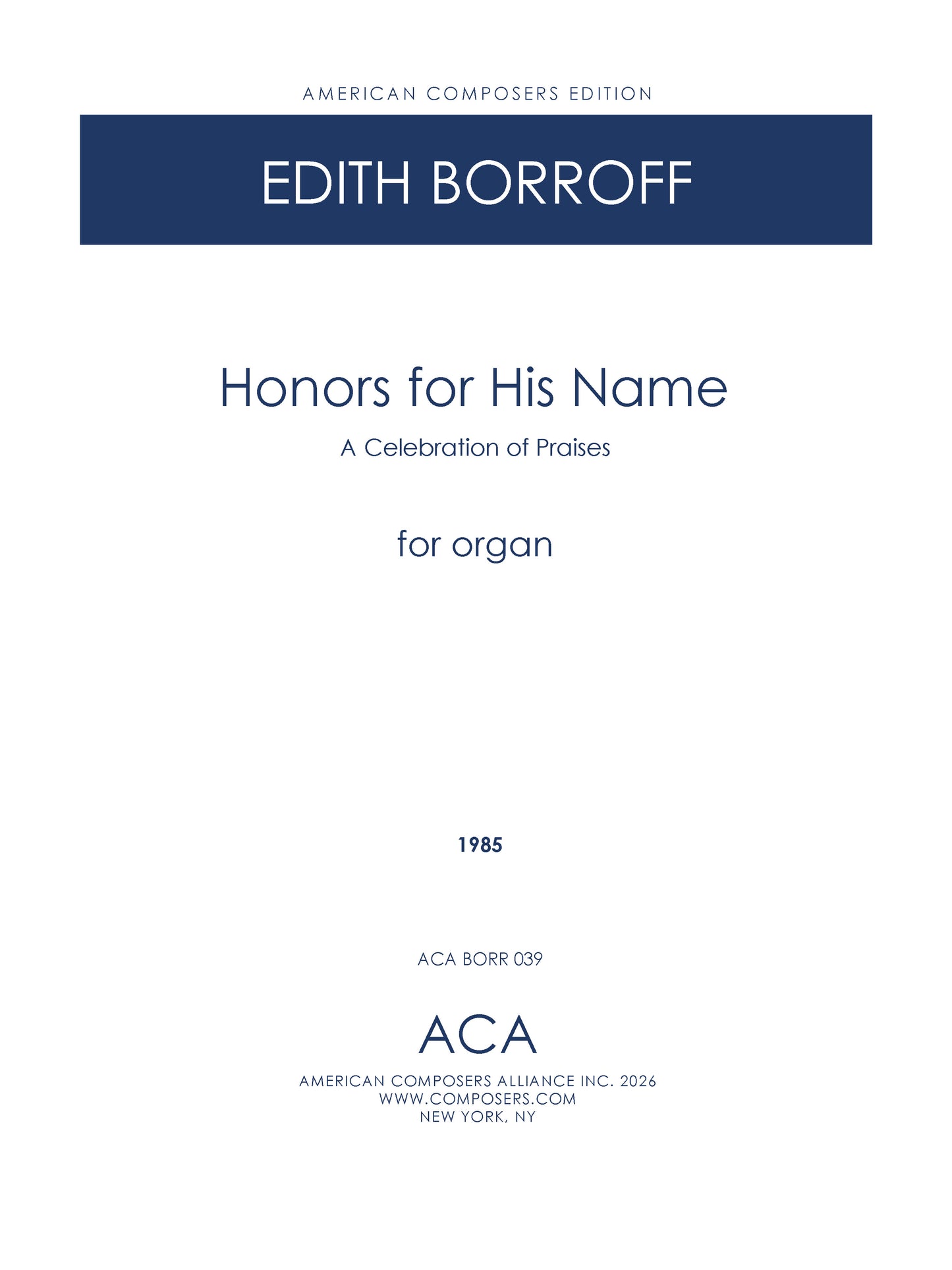 HONORS FOR HIS NAME: A Celebration of Praises