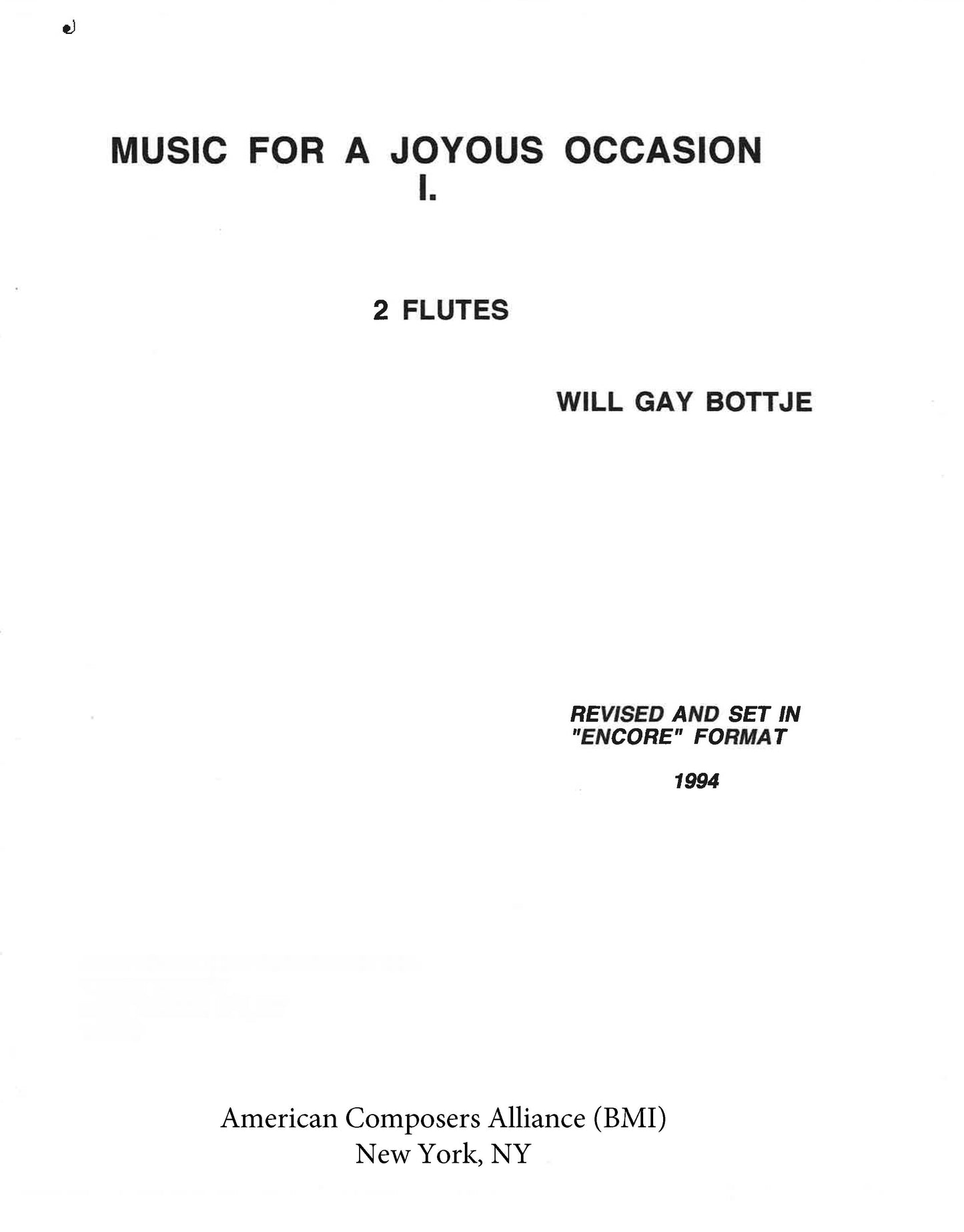 Music for A Joyous Occasion 1