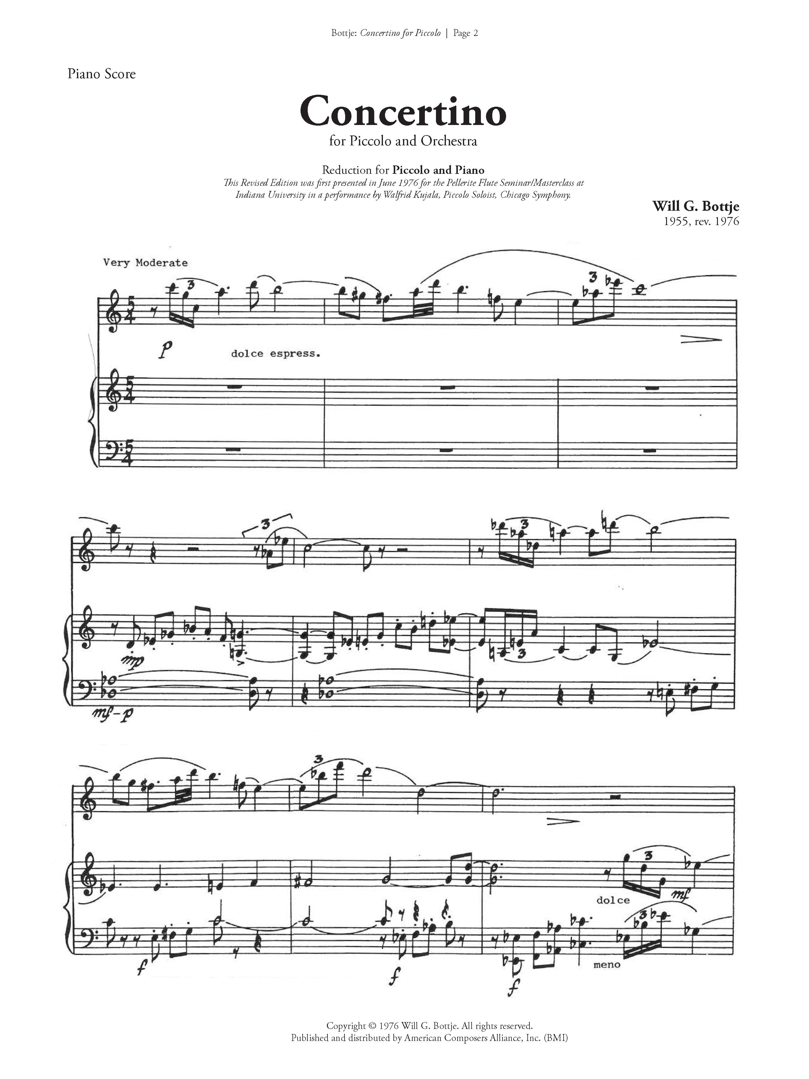 Concertino for Piccolo and Orchestra – American Composers Alliance