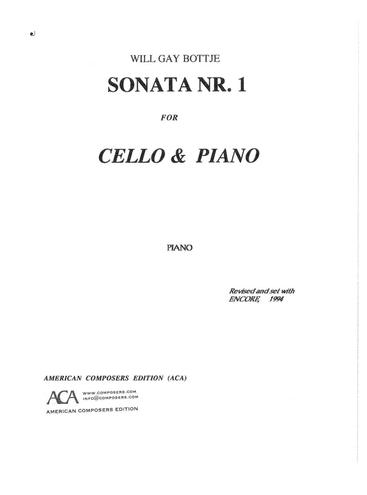 Sonata for Cello and Piano No. 1