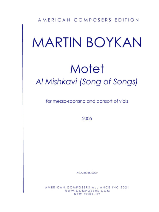 Motet (For Mezzo-Soprano And Consort Of Viols)