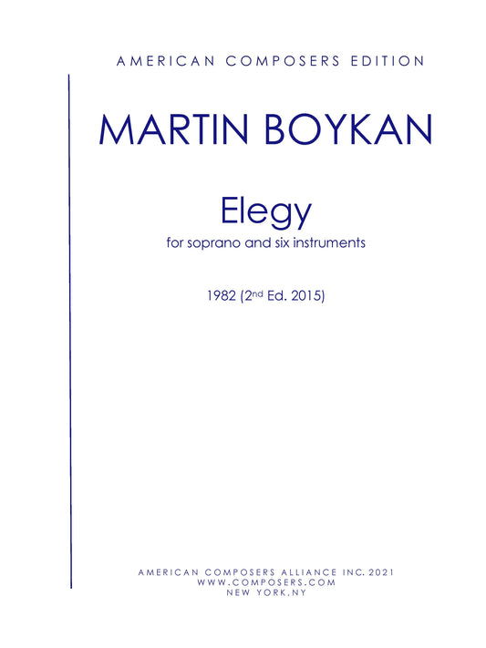 Elegy For Soprano And Six Instruments