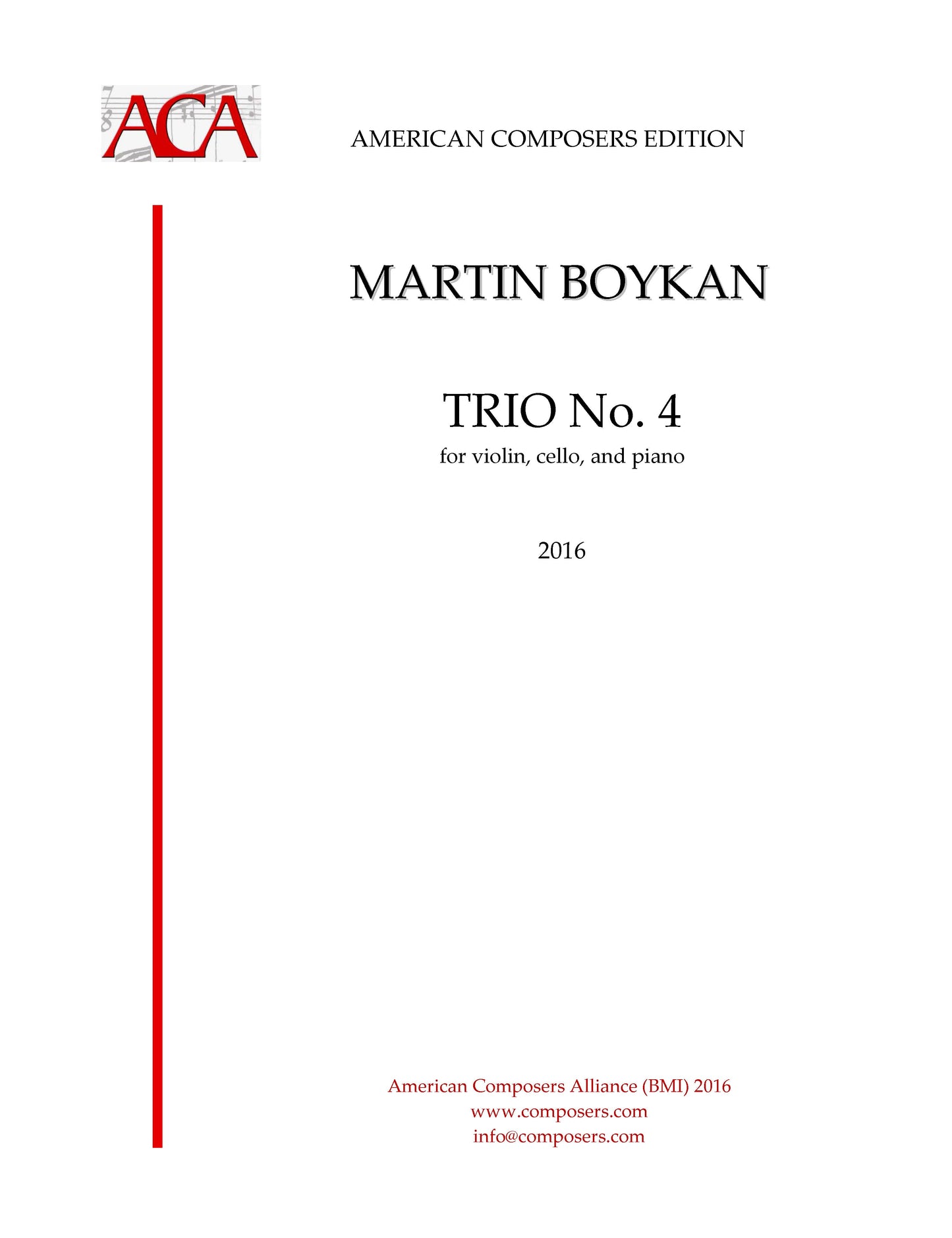 Piano Trio No. 4 For Violin, Cello, Piano