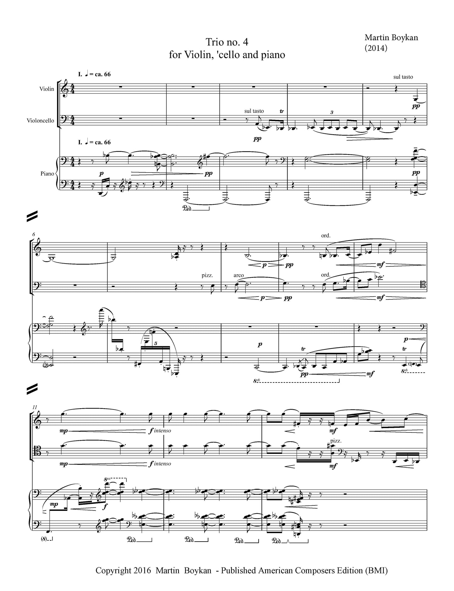 Piano Trio No. 4 For Violin, Cello, Piano