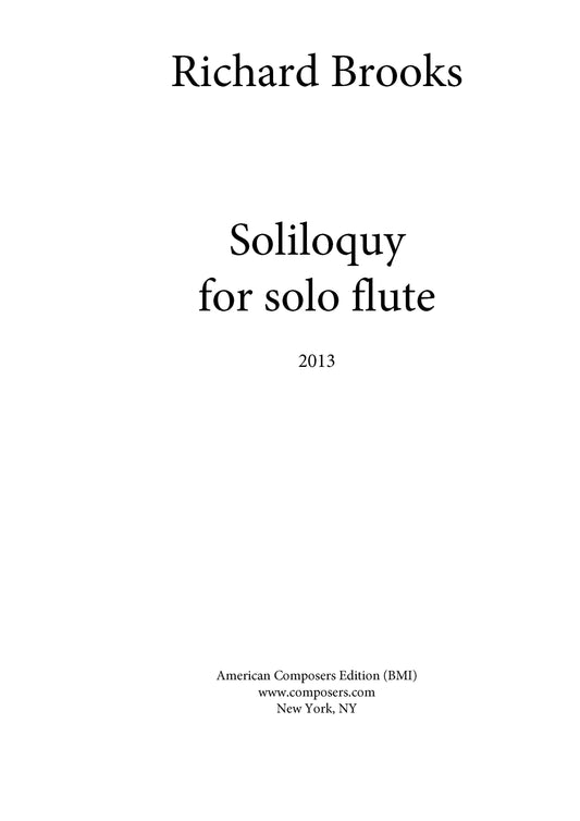 Soliloquy For Solo Flute