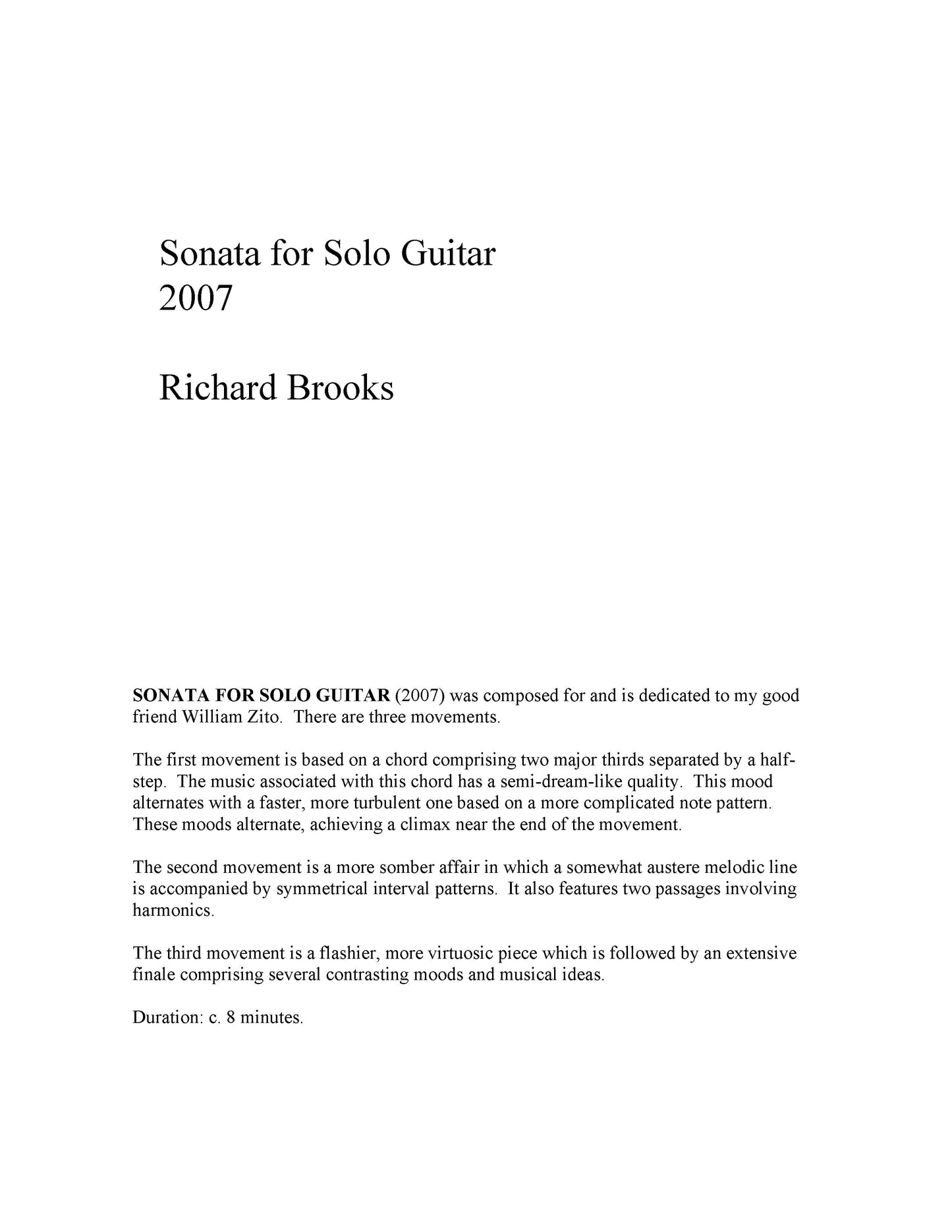 Sonata For Solo Guitar