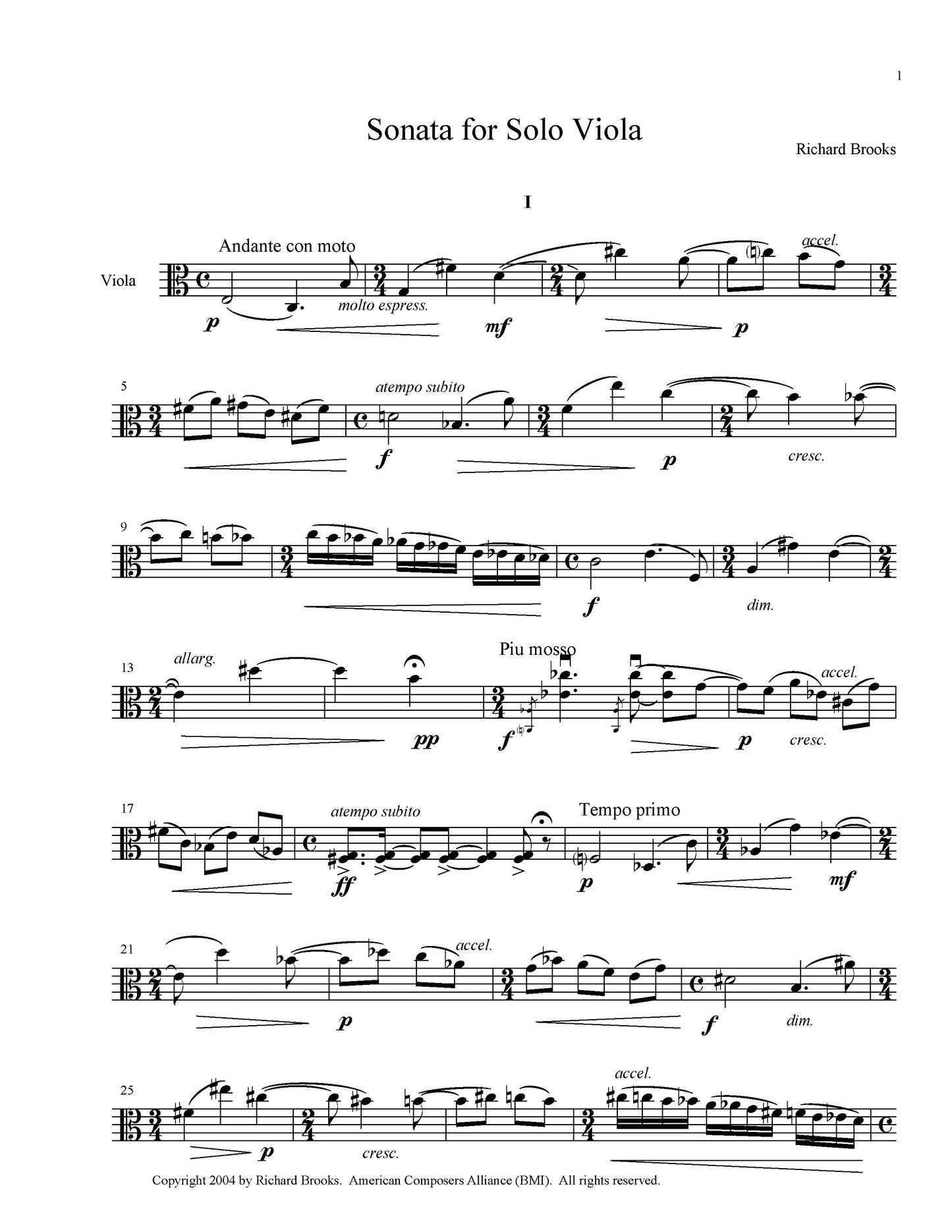 Sonata For Solo Viola