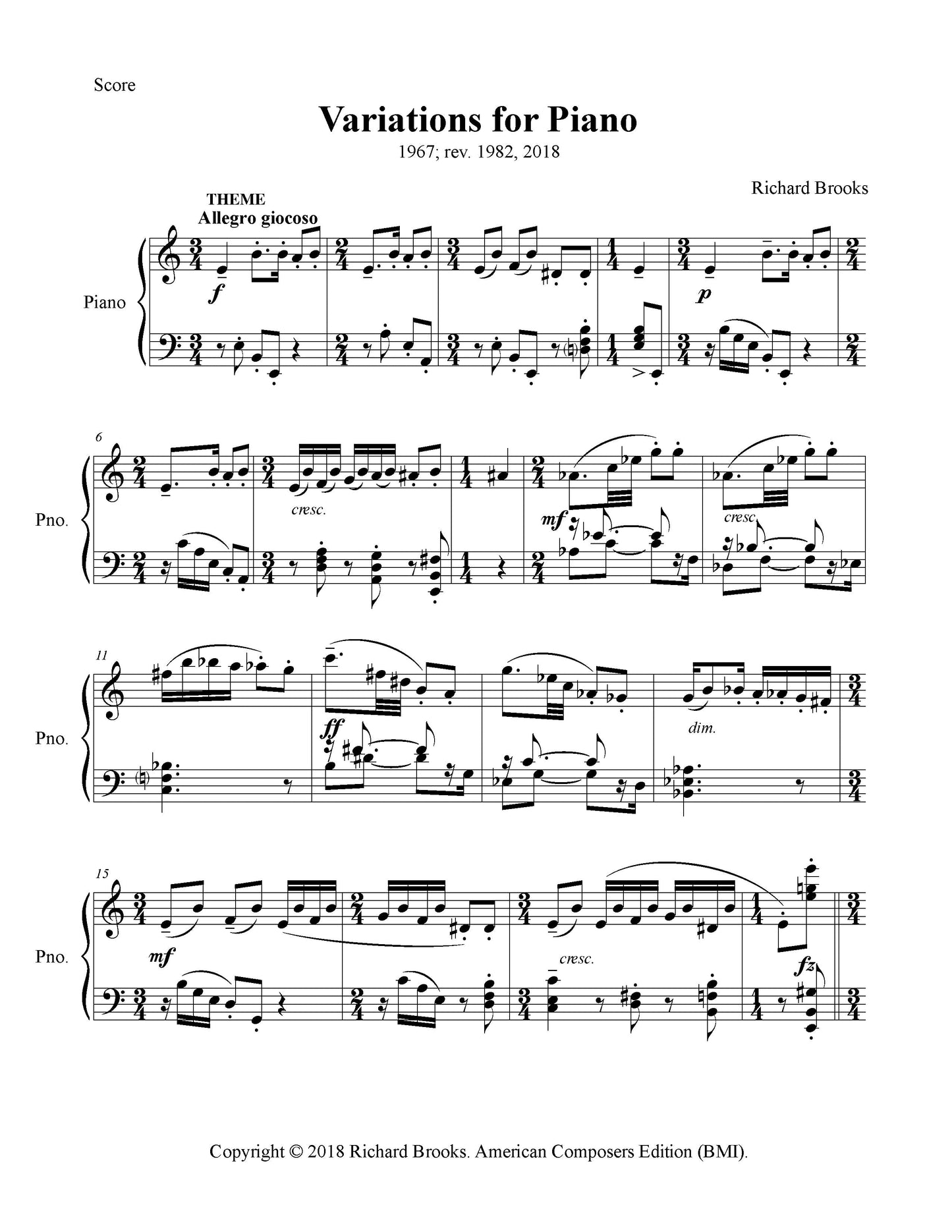 Variations For Piano