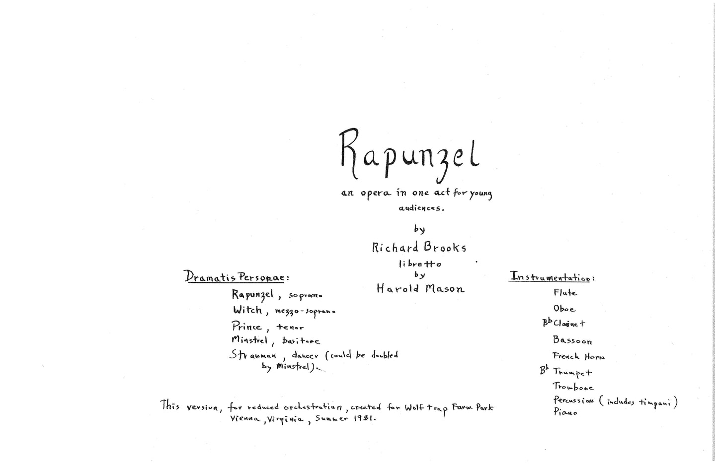 Rapunzel - For Wind Ensemble (+4 Singers)