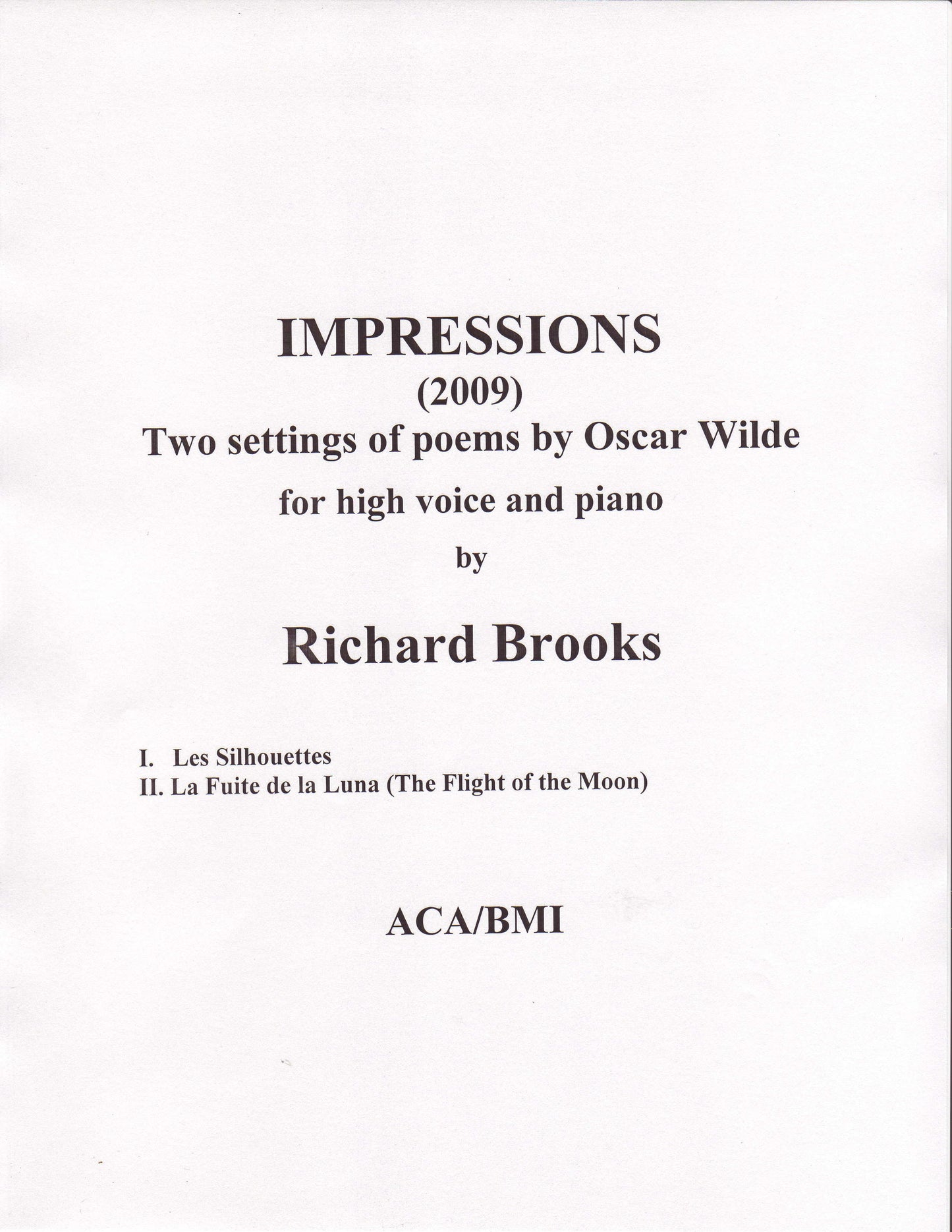 Impressions - Two Poems Of Oscar Wilde