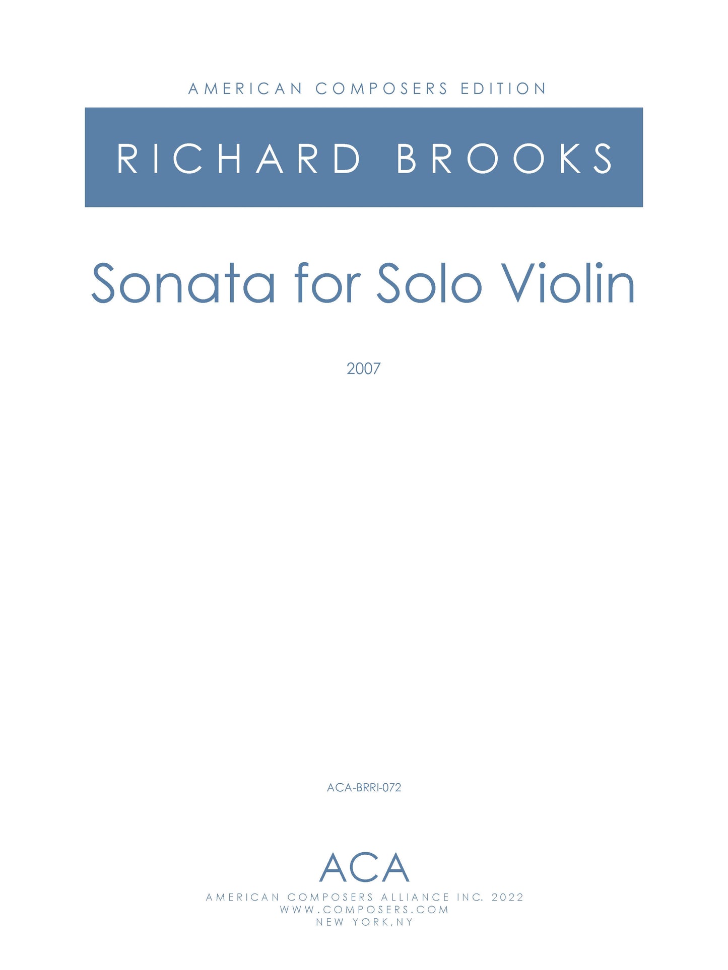 Sonata For Solo Violin