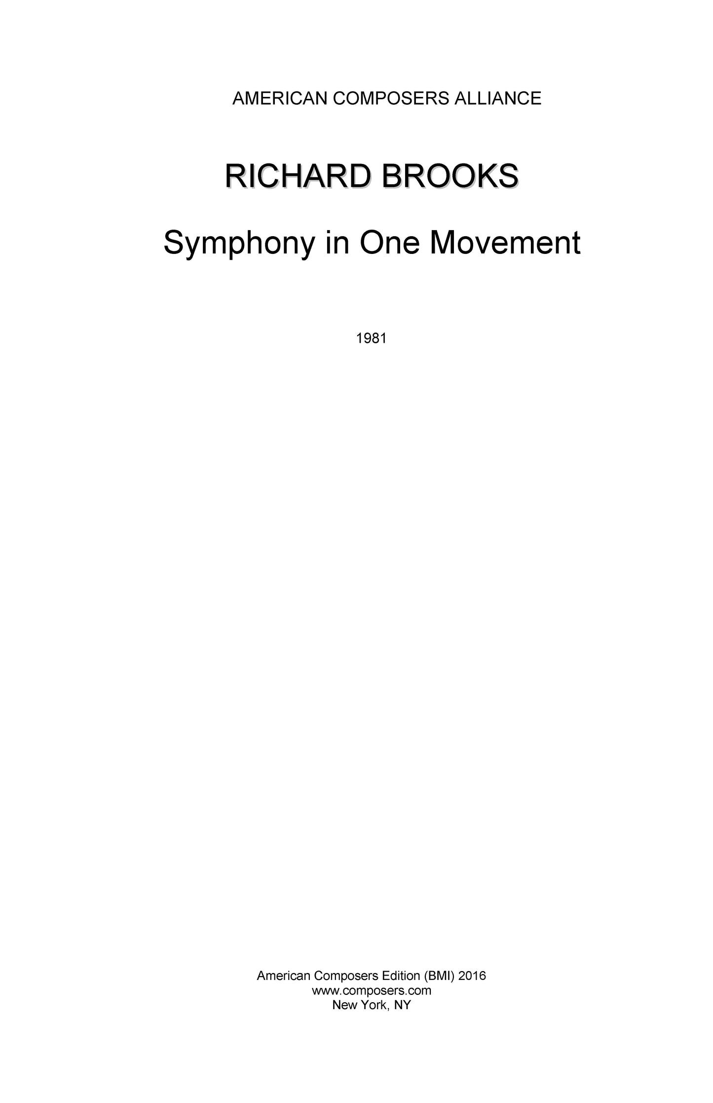 Symphony In 1 Movement