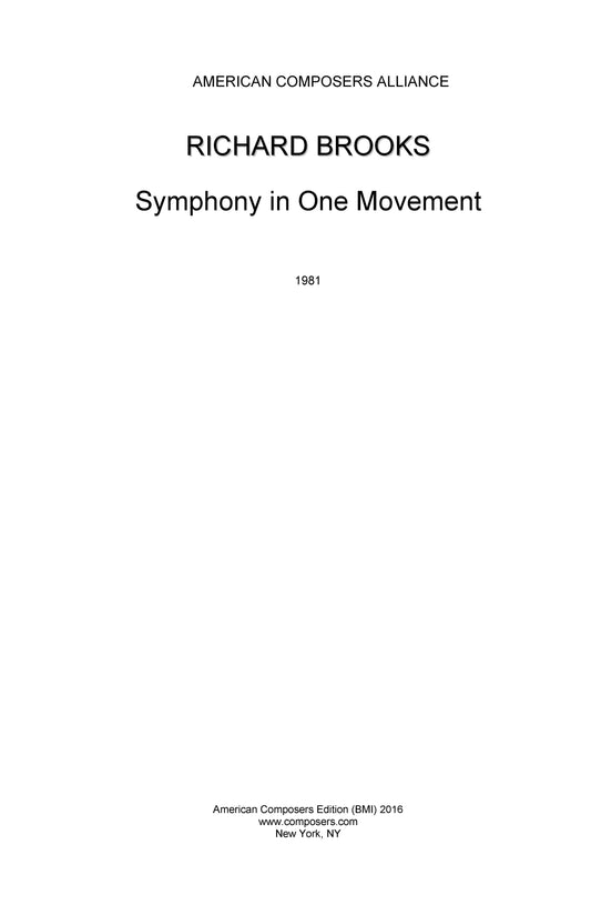 Symphony In 1 Movement