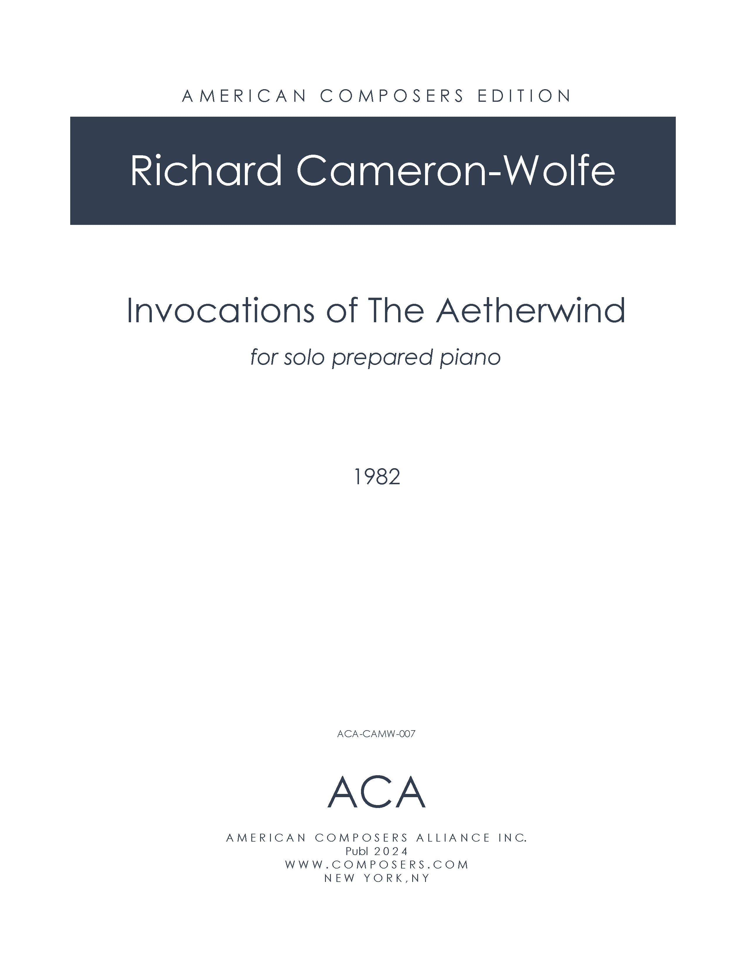 Invocations Of The Aetherwind – American Composers Alliance