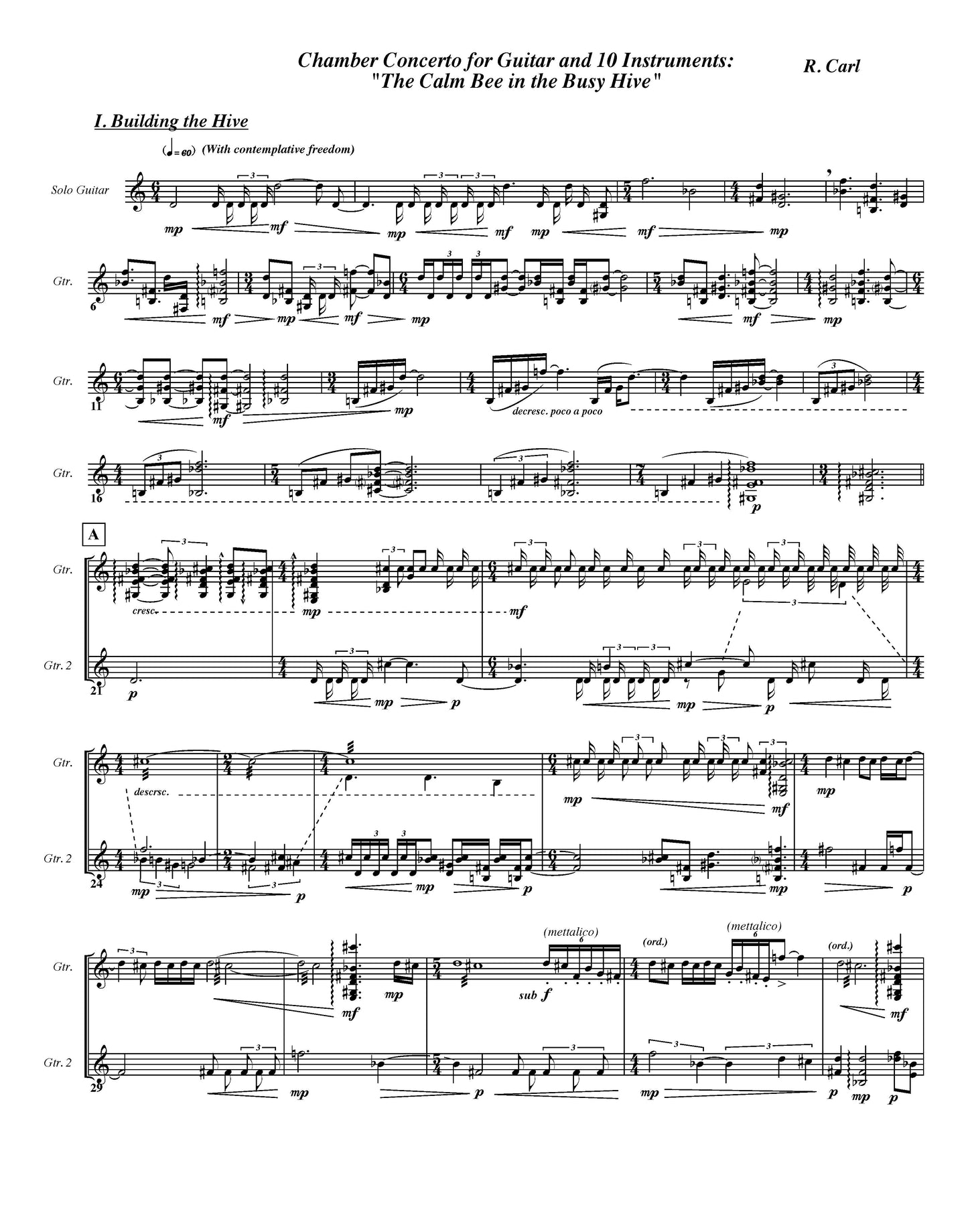 Chamber Concerto For Guitar And 10 Instruments, "The Calm Bee In The Busy Hive"