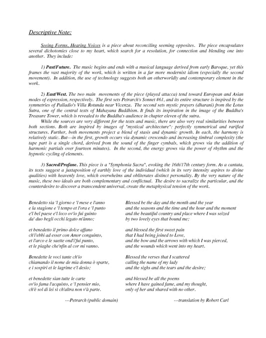 Seeing Forms, Hearing Voices