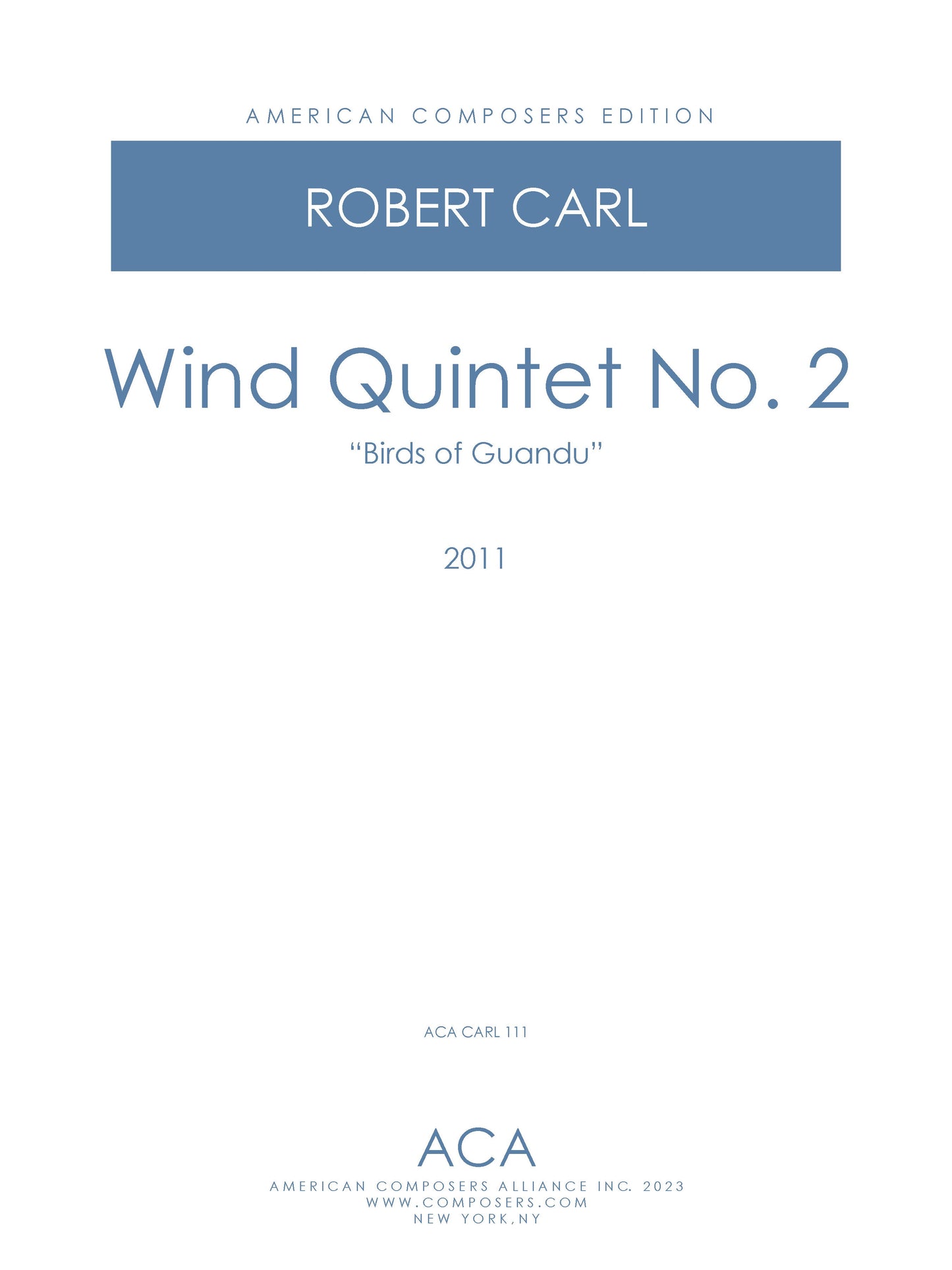 Wind Quintet No. 2, "Birds Of Guandu"