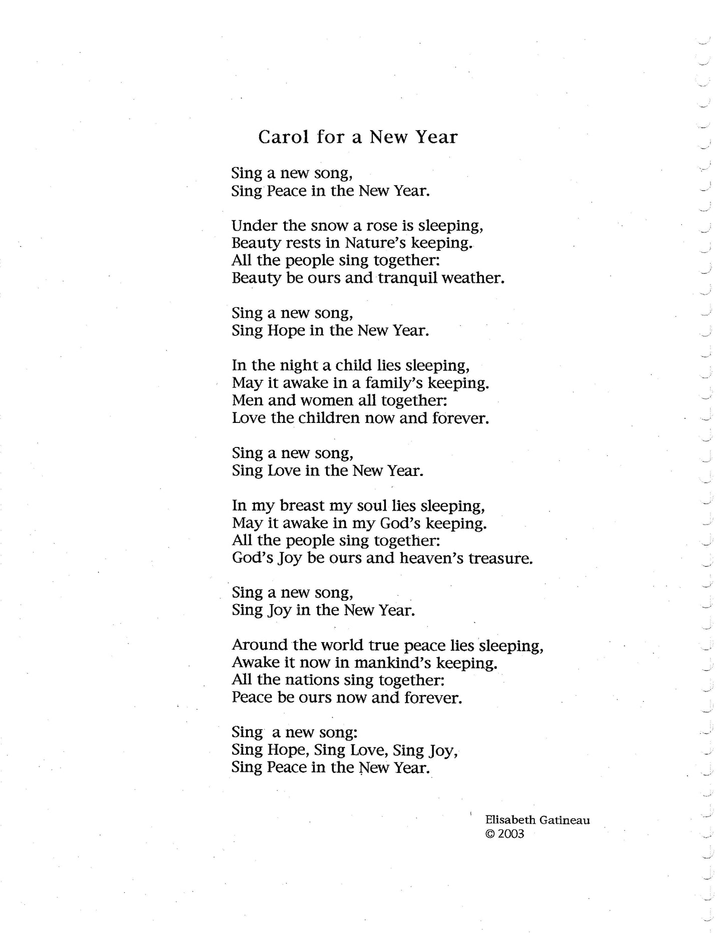 Carol For A New Year