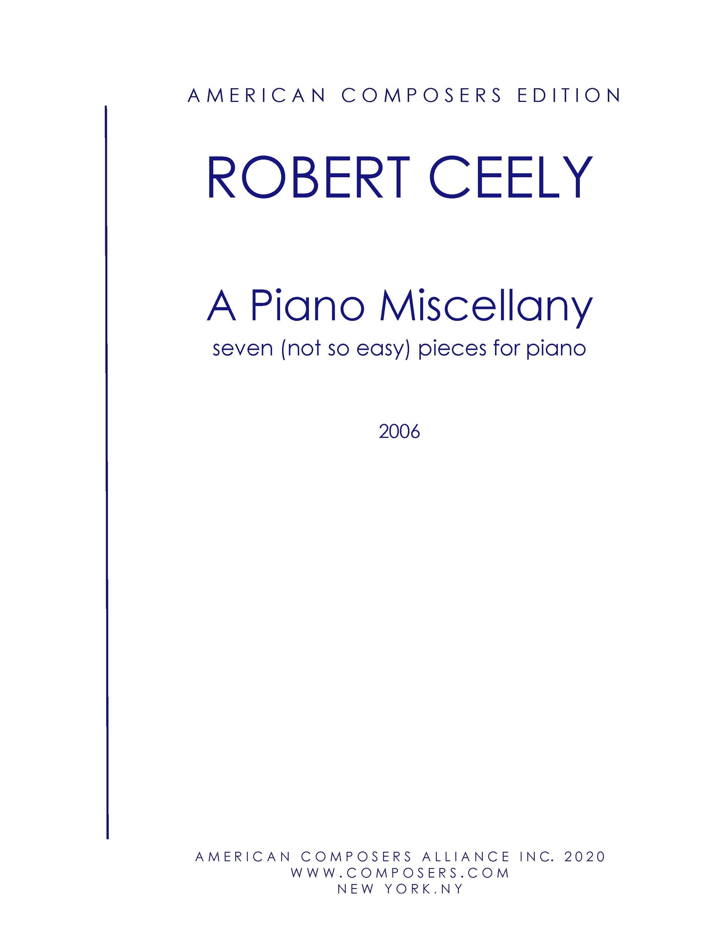 Piano Miscellany Seven (Not So Easy) Pieces For Piano