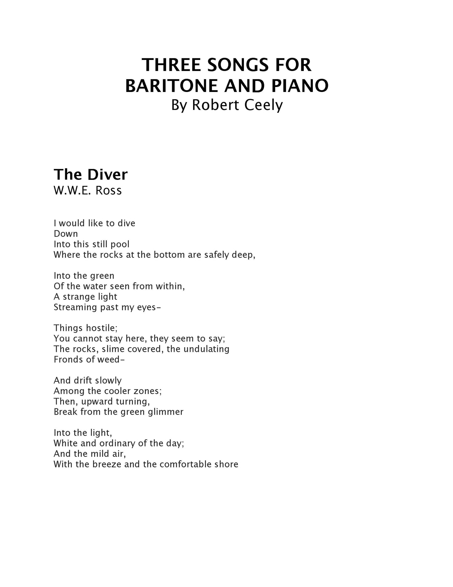 Three Songs For Baritone And Piano