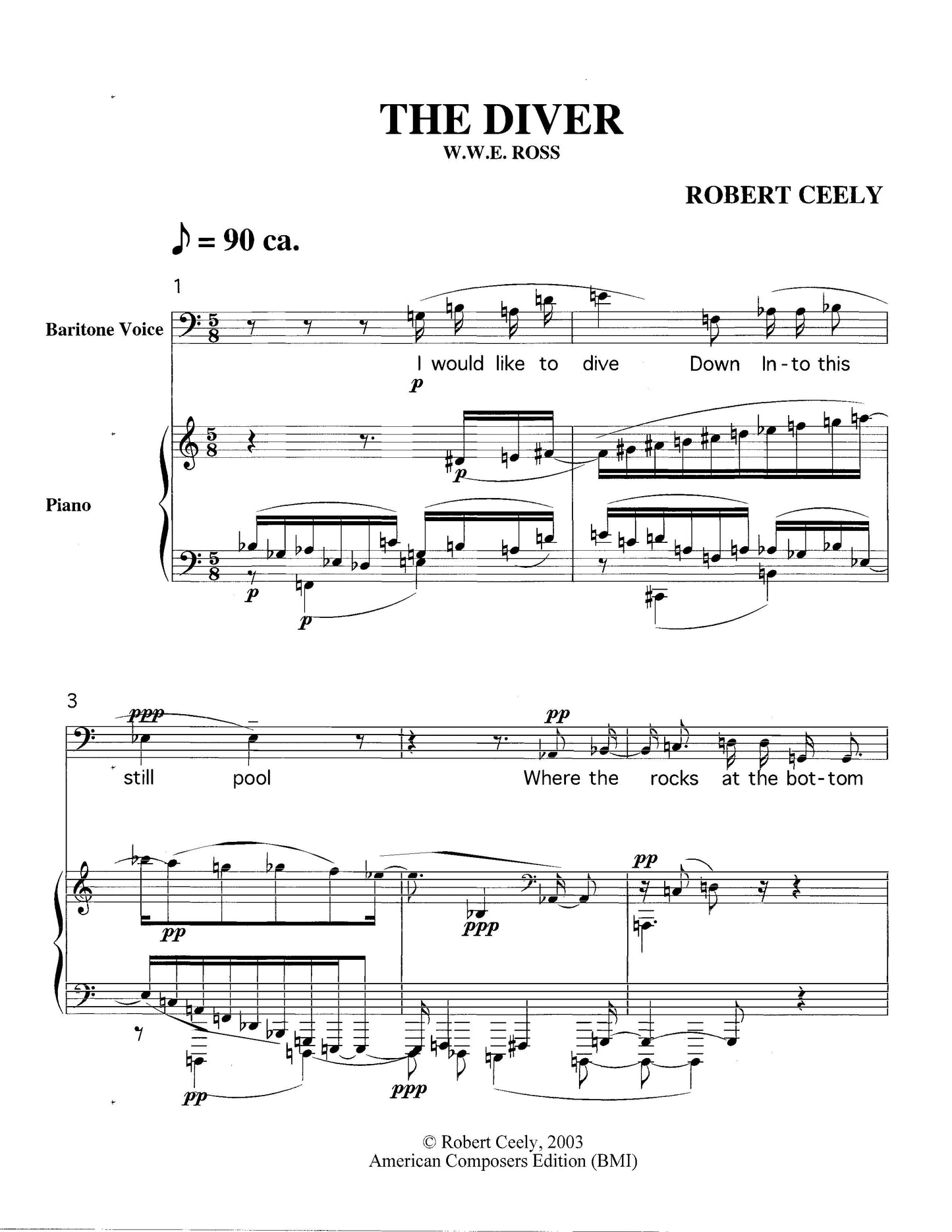 Three Songs For Baritone And Piano