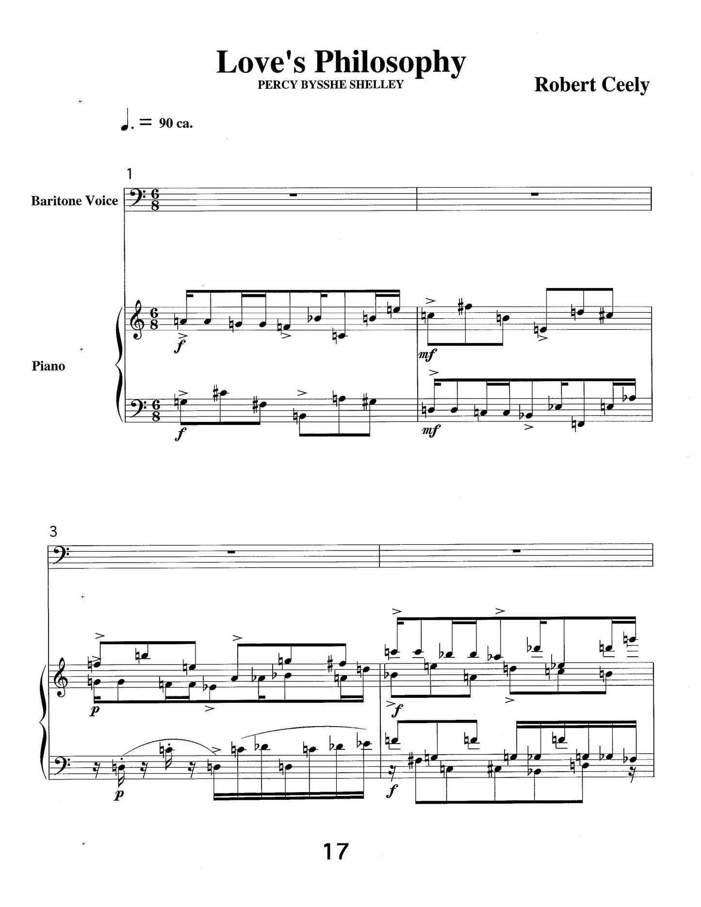 Three Songs For Baritone And Piano