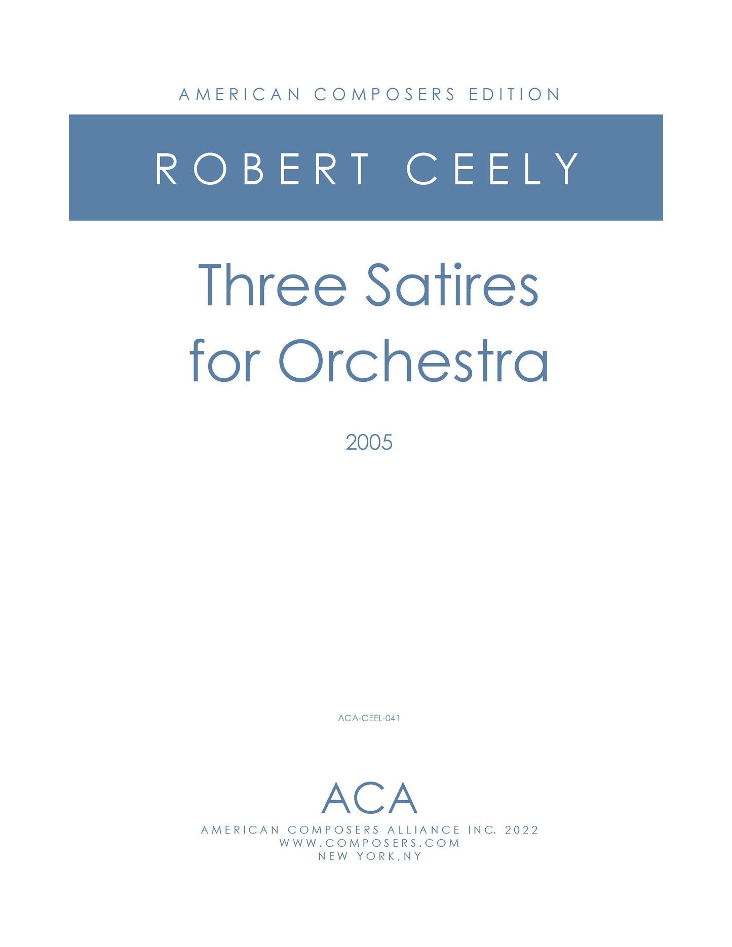 Three Satires For Orchestra