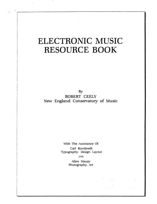 Electronic Music Resource Book