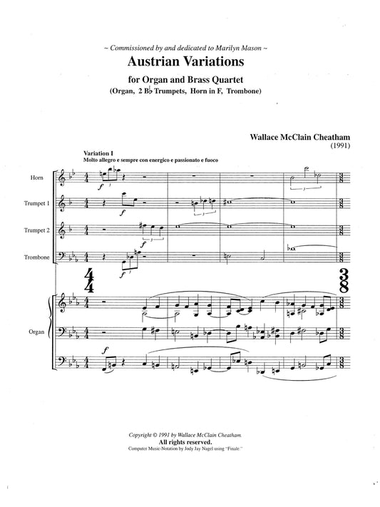 Austrian Variations For Organ And Brass Quartet