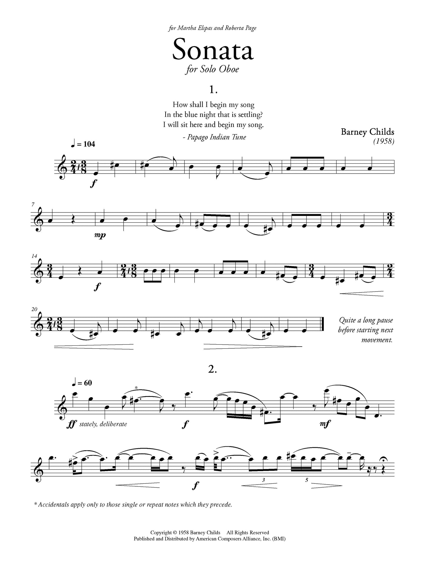 Sonata For Solo Oboe