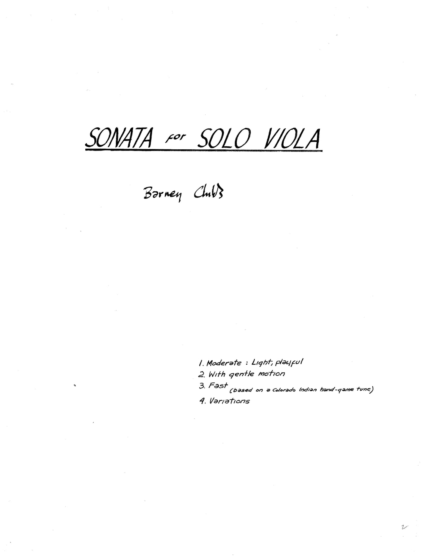 Sonata For Solo Viola