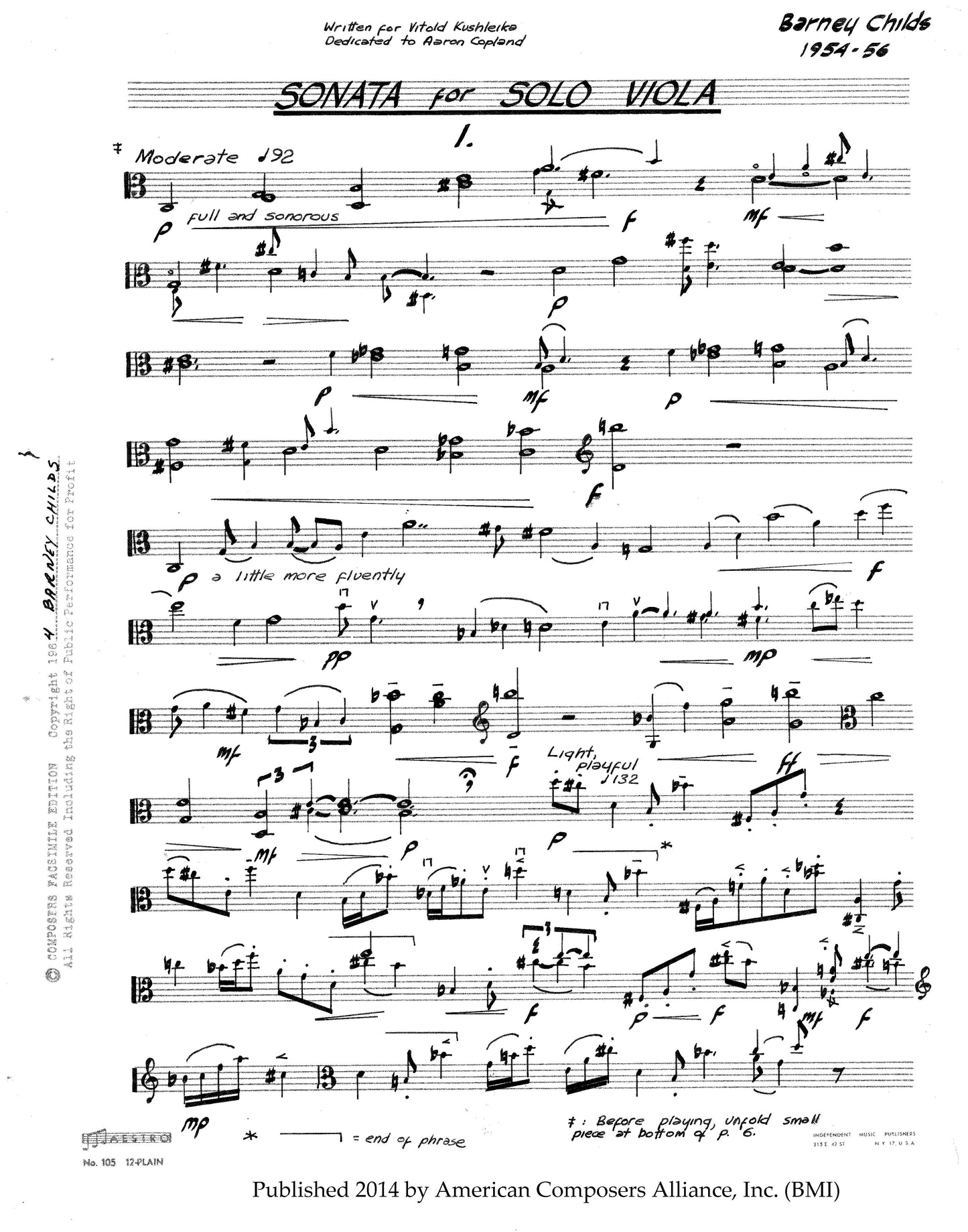 Sonata For Solo Viola