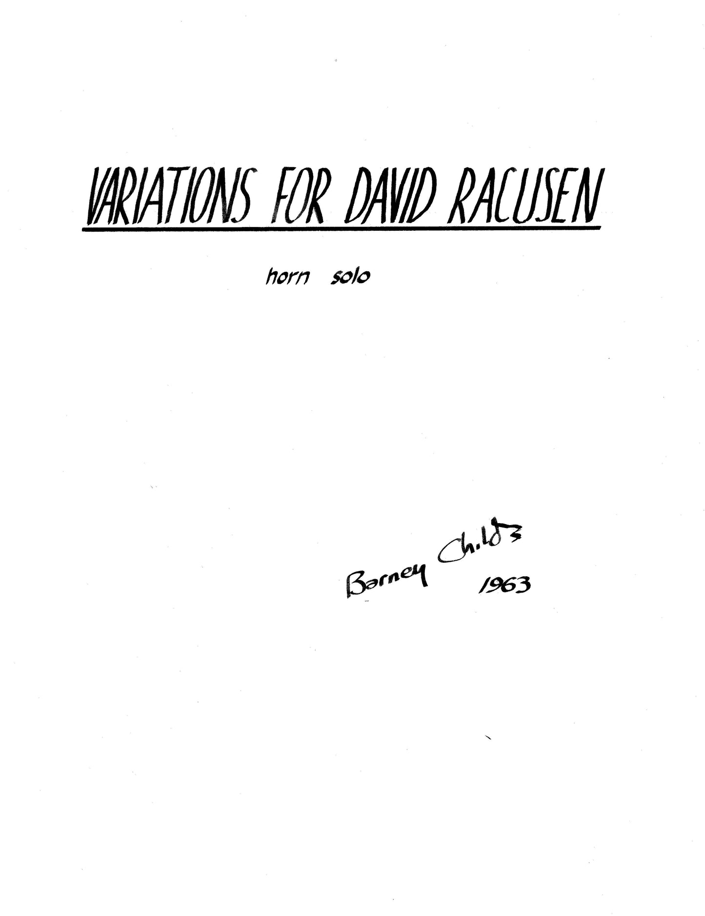 Variations For David Racusen