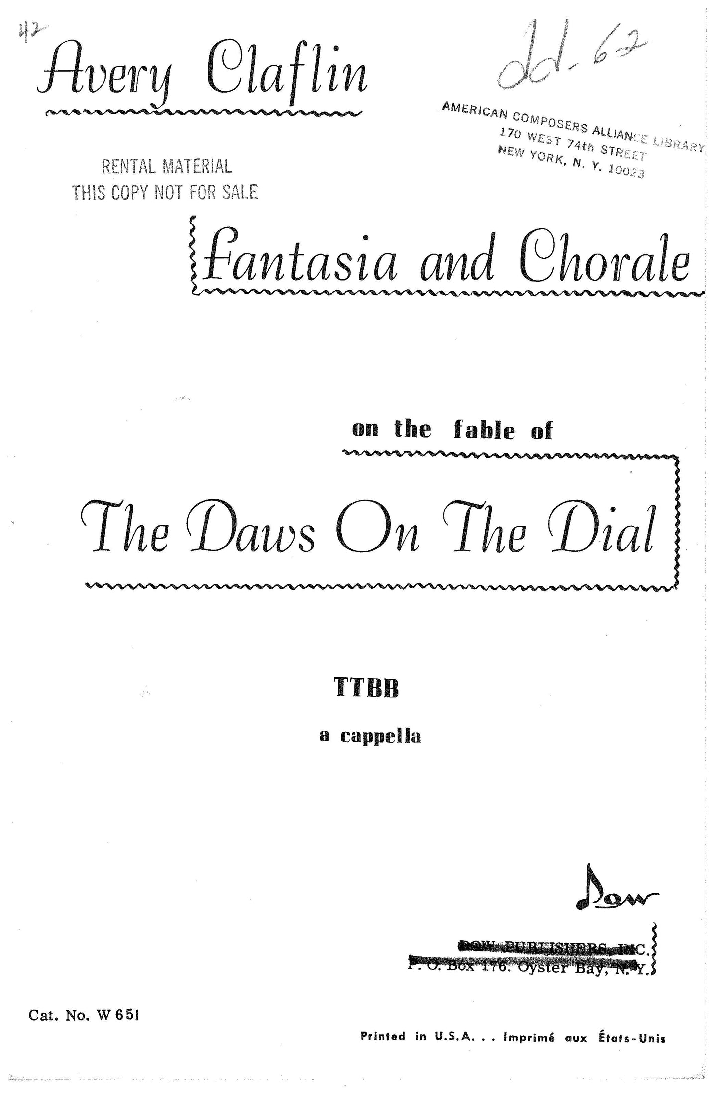 Fantasia & Chorale On The Fable Of The Daws On The Dial