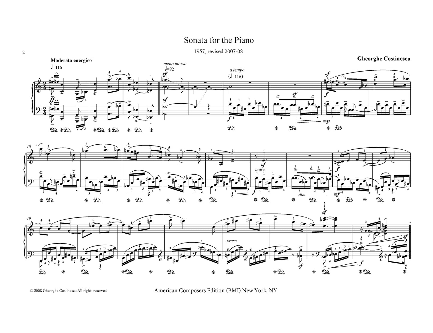 Sonata For The Piano 1957 Rev. 2007-08