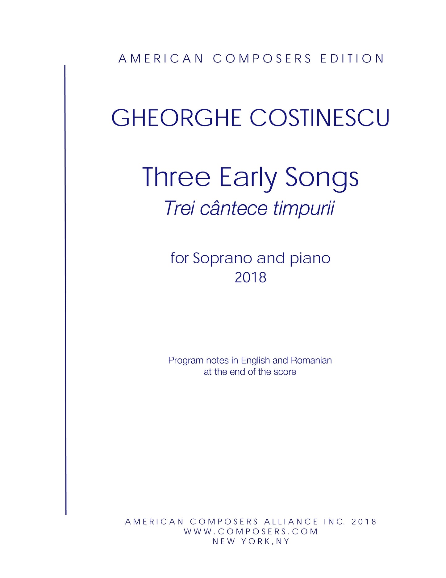 Three Early Songs - Trei Cantece Timpurii