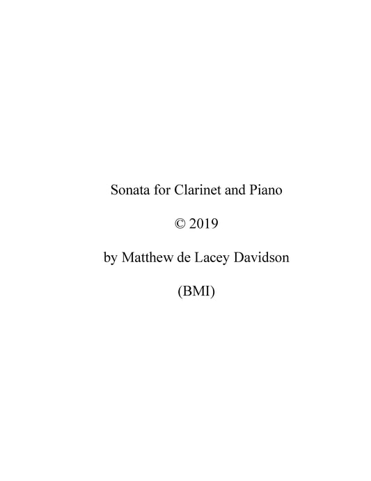 Sonata For Clarinet And Piano