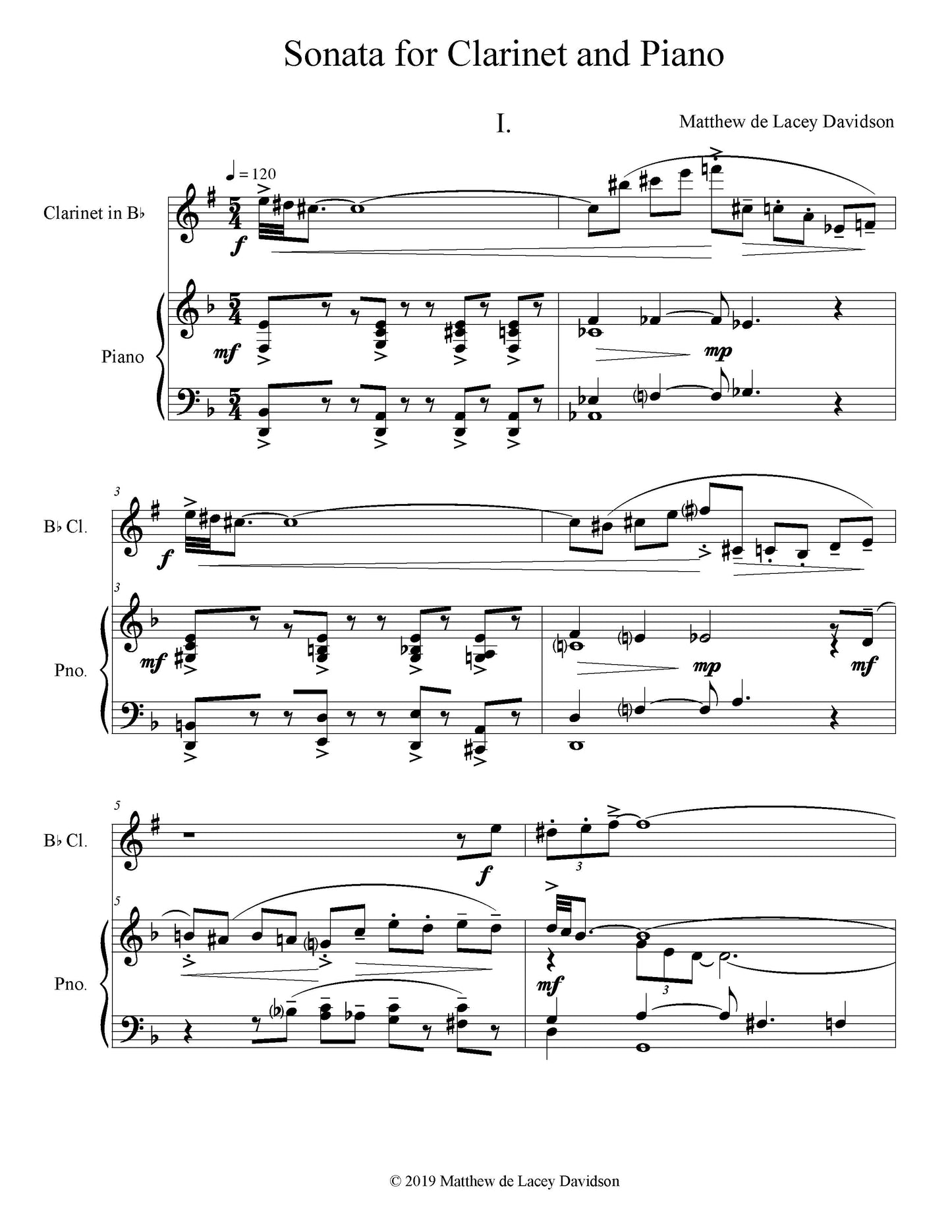 Sonata For Clarinet And Piano